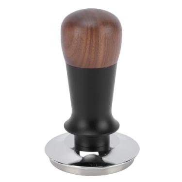 Imagem de Asixxsix Calcador de café, calcador de madeira de nogueira com mola e base de aço inoxidável, acessórios para café expresso Calcador para café expresso Portafiltros de 58 mm