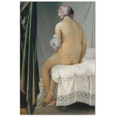 Imagem de Quebra-cabeça adulto personalizado Jean Auguste Dominique Ingres Valpin?on Bather 500 peças decoração de arte de paisagem presentes masculinos únicos engraçados, 50 x 35 centímetros