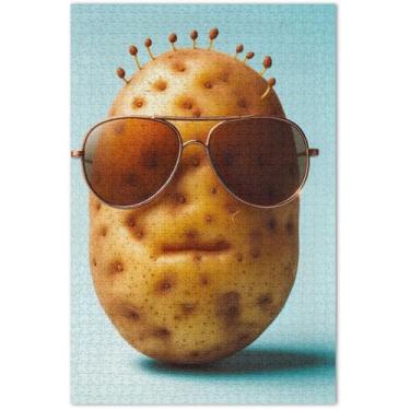 Imagem de Cool Potato Quebra-cabeça engraçado 1000 peças para adultos presentes de elefantes brancos quebra-cabeça cena de outono jogo de arte, 75 x 40 centímetros