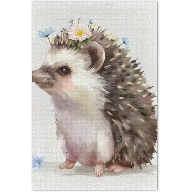 Imagem de Quebra-cabeça fofo com flores de ouriço para adultos, 500 peças, arte animal, quebra-cabeça, natureza, jogos, presentes tecnológicos