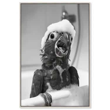 Imagem de Art Remedy Tela de arte engraçada para banheiro, 25,4 cm x 38,1 cm, moldura prata, Playtime in the Tub III