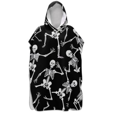 Imagem de Joisal Roupão para adultos poncho de surfe praia moletom com capuz toalha natação esqueletos leves dançando homens mulheres poncho com capuz
