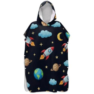 Imagem de Joisal Roupão de mudança de poncho de surfe preto com desenho animado fofo para Adul Plus Size adulto ponchos para mulheres toalha de natação com capuz fofo