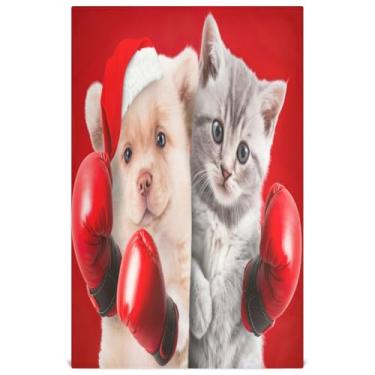 Imagem de Joisal Conjunto de toalha de prato de cozinha engraçado filhote de cachorro gatinho toalha de chá decorativa panos fofos panos macios absorventes 45 x 71 cm, 1 pacote