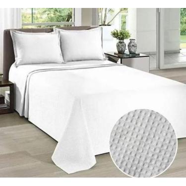 Imagem de Kit Colcha Piquet Favo Döhler Casal 3 Peças 100% Alg Branca