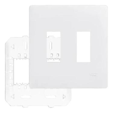 Imagem de Placa 4x4 1-1 Posto Vertical Com Suporte Branca - 3640 Fame