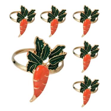 Imagem de Kit 6 Anel Porta Guardanapo Cenoura Mesa Posta Pascoa