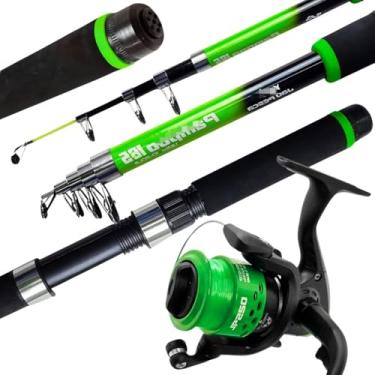 Imagem de Kit Vara Telescópica + Molinete JP250-1 Rolamento, Relação 5.1:1, Portátil Leve para Pesca em Água Doce (Rio, Lago, Açude) | Ideal para Iniciantes e Recreacional (Verde)