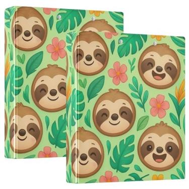 Imagem de Fichários personalizados com três anéis de preguiça verde preguiça 3 cm comporta 200 folhas, pastas, portfólio, anel redondo, fichário resistente, 31,5 x 27 x 6 cm, 1 pacote