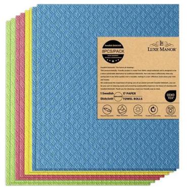 Imagem de Conjunto De Panos De Prato Suecos De Cor Sólida, 4, 8 Ou 12 Peças, Reu