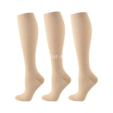 Imagem de Meias De Compressão Unissex 3 Pares Circulação Sanguínea Corrida Anti-