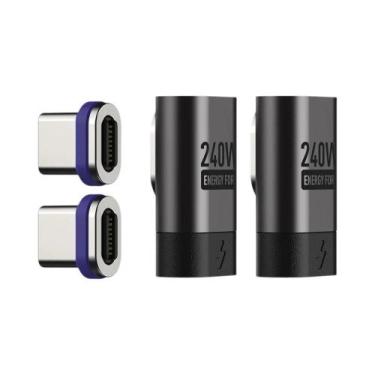 Imagem de Adaptador Magnético USB C Masculino E Feminino 240W 90 180 Graus PD3.0