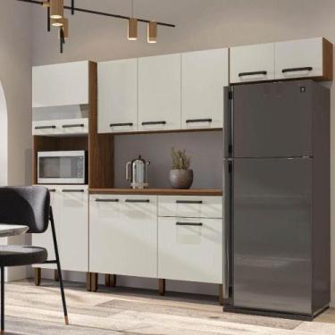 Imagem de Armário De Cozinha Compacta Versalhes Nogueira/off White 12 Portas, 1 