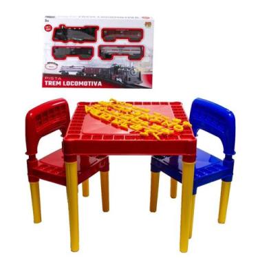Imagem de Mesa Com Letras E Números +Trenzinho Crianças 3 4 5 6 Anos - Tritec e 