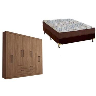 Imagem de Cama Box Casal + Colchão D45 Ortobom + Guarda Roupa Master 8.6 Atacama