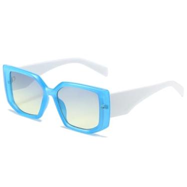 Imagem de HCPIHF Óculos de sol da moda femininos, armação vintage, armação de luxo, tamanho grande, UV400 (azul)