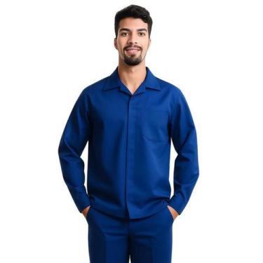 Imagem de Camisa Profissional Aberta Mangas Longas Botões Azul Royal - Fardas Ex