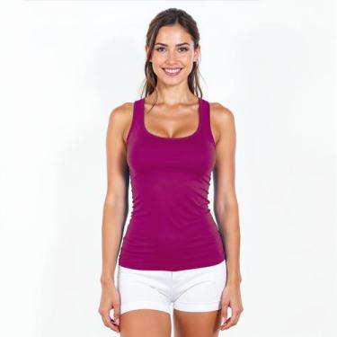 Imagem de Regata Nadador Feminina Viscolycra Básica Casual Blusa e Cia, Pink, P,