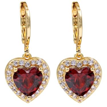 Imagem de Vuskdtei Brincos femininos banhados a ouro 18 K, brincos hipoalergênicos de zircônia cúbica, brincos elegantes para lustre, joias modernas, One Size, Latão, Zircônia cúbica