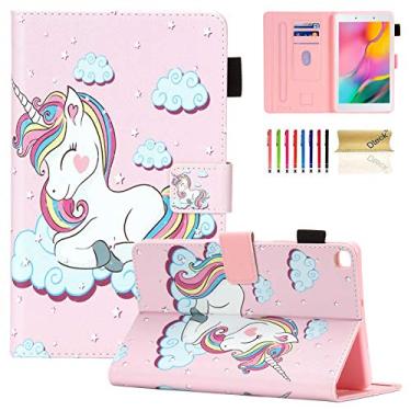 Imagem de Capa para Galaxy Tab A de 8 polegadas, T290 T295 T297, capa de couro sintético Dteck com vários ângulos para proteção total do corpo para Samsung Galaxy Tab A de 8 polegadas modelo T290 T295 T297 2019, 01 Pink Unicorn