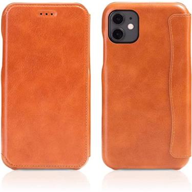 Imagem de MURVE Capa para iPhone 14/14 Plus/14 Pro/14 Pro Max, capa fólio vintage de couro PU com ranhuras para cartões Kickstand fecho magnético capa de telemóvel flip à prova de choque (cor: castanho,