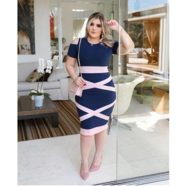 Imagem de Vestido Midi Plus Size X Moda Feminina Evangélica - MISS FLOWER, Marin