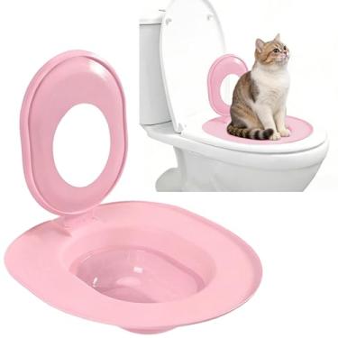Imagem de Kit de treinamento de assento de vaso sanitário para gatos treinador de plástico lavável reutilizável fácil instalação design removível sistema de trem para animais de estimação durável estável para