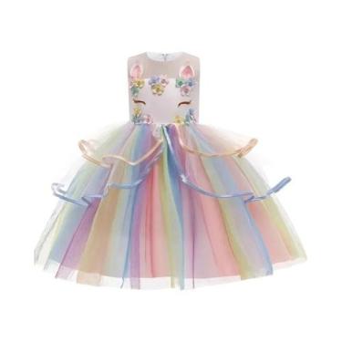 Imagem de Vestido Tutu De Princesa Arco-Íris Pastel Para Meninas Bebês Fantasia 