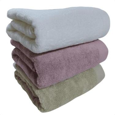 Imagem de Kit 3 Toalhas de Banho Dual Air Buddemeyer Rosa, Bege e Branco