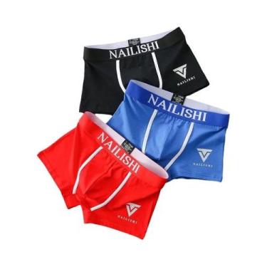 Imagem de Cuecas Boxer Masculinas De Algodão Respirável, Pacote Com 3, Confortáv