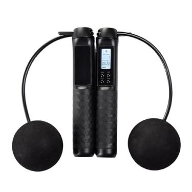 Imagem de Corda De Pular Sem Fio Com Contador Digital - Para Exercícios Fitness (D-em21diametro Da Bolas: 40mm,Preto)