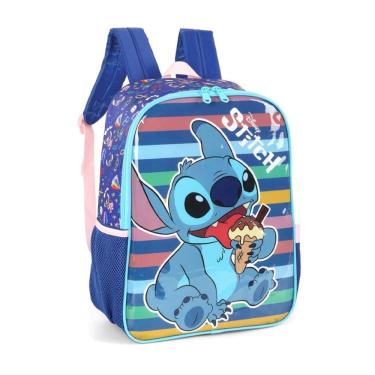Imagem de Mochila de Costas Escolar Disney Stitch Azul Luxcel