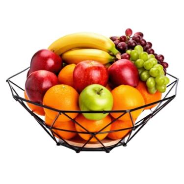 Imagem de Fruteira Aço Com Base De Madeira Decorativa Para Cozinha Organização De Frutas Pães E Legumes Ventilada Resistente Uso Diário Bancada Mesa Área Gourmet