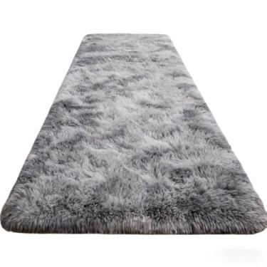 Imagem de Tapete Passadeira 1.00m x 0.60m Antiderrapante - Felpudo Peludo, Ideal para Corredores, Quartos e Salas, Adiciona Conforto e Decoração Residencial (Cinza mesclado)