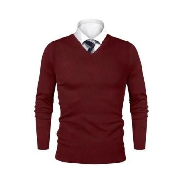 Imagem de Suéter Casual De Lã Leve Para Homens, Pulôver De Gola V, Blusa Para Ne