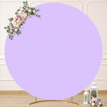 Imagem de Capa de fundo redonda roxa de 2,5 m lavanda lilás balão círculo arco capa de fundo de casamento capas de arco redondo elástico elastano chá de panela, chá de bebê, festa de aniversário, Ação de Graças