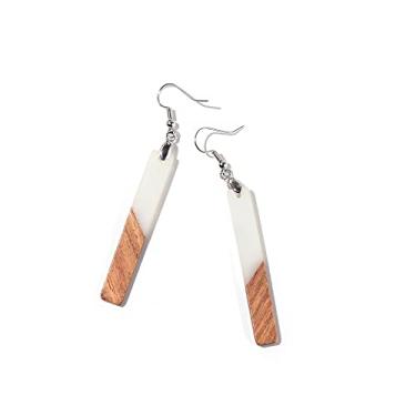 Imagem de Brincos retrô de resina de madeira geométrica com pingente de gota de leopardo em camadas para mulheres de argila de polímero leve, Resina Madeira Metal, madeira