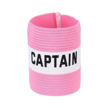 Imagem de YELARXI Braçadeira Capitão, Braçadeira de Capitão de Futebol Elásticas Ajustáveis Braçadeiras Líder Equipe Esportiva Banda de Jogador de Rugby 10,4 x 8,6 cm e Rosa/Branco Ajuste para (Treinamento de