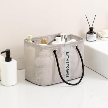 Imagem de TOPMELON Organizador de chuveiro de malha portátil, cesta de banho dobrável (cinza, GG)