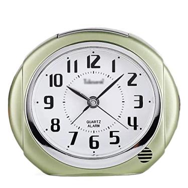 Imagem de x3anggyt5 Despertador para quarto, despertador de 10 cm, sem tique-taque, com luz de fundo, silencioso sem tique-taque de quartzo analógico, relógio de mesa operado por bateria (verde)