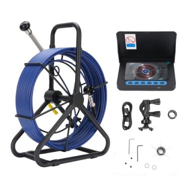 Imagem de Naroote Câmera de Inspeção de Tubo de 100 Pés, Câmera de Duto Com 6 LEDs, Tela Colorida DVR de 5 Polegadas, Cartão de 32 GB, Bateria de 5000 MAh e Cabeça de Câmeras HD 1080P de 18Mm
