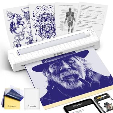 Imagem de YIRIGUI Estêncil de tatuagem 2 em 1 e impressora de documentos, impressora térmica Bluetooth TWireless - transferência rápida HD, portátil fácil de usar para tatuadores/lojas, viagens, casa