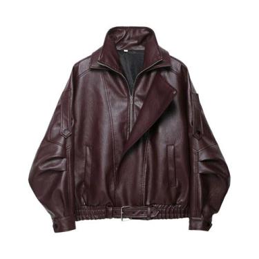 Imagem de Jaqueta Feminina Retrô De material sintético Com Gola Lapela  Design M