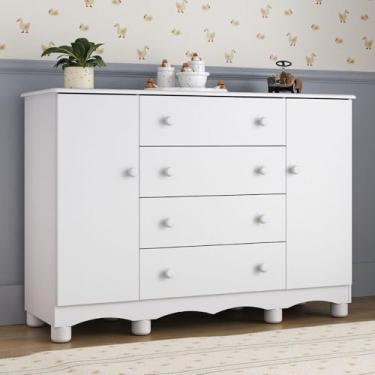 Imagem de Cômoda Infantil 125cm 2 Portas e 4 Gavetas Dengo Multimóveis Mp4440 Branco