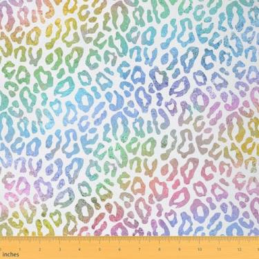 Imagem de jejeloiu Tecido de leopardo da The Yard Tecido de estofamento de chita colorido impermeável para decoração interna e externa para projetos de artesanato de costura DIY impressão animal 5 jardas