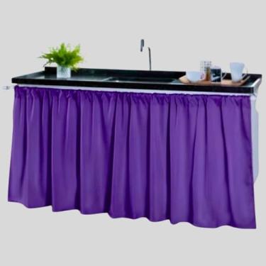 Imagem de Cortina Pia Cozinha Moderna Elegante 1,40 x 80 Decoração Balcão Tanque Tecido Oxford(Cortina Pia ROXO,2 UNIDADES)