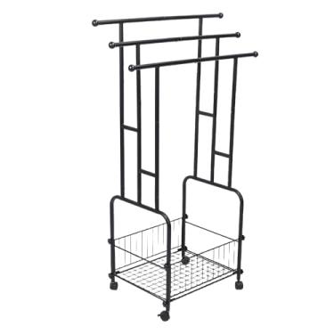 Imagem de Generic Toalheiro de pé, Ferro, Tela de Secagem Estável de 3 Camadas para Banheiro Com Cesto de Armazenamento, Preto, 42,5 Polegadas, Organizador Versátil para Sala de Estar