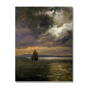 Imagem de NHLDZYH Quadro famoso para salão - réplica de J.C. Dahl - Paisagem romântica nórdica em tela - decoração de parede elegante. (Paisagem 59). 70 x 90 cm. Apenas tela