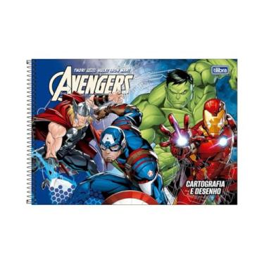 Imagem de CADERNO DE CARTOGRAFIA E DESENHO ESPIRAL CAPA DURA AVENGERS 80 FOLHAS
