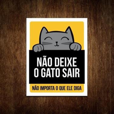 Imagem de Placa Não Deixe O Gato Sair Não Importa  Amarelo  36X46